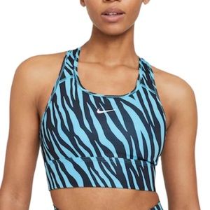 Nike Dri-Fit Scoopneck Racerback Sports Bra in Blue Zebra